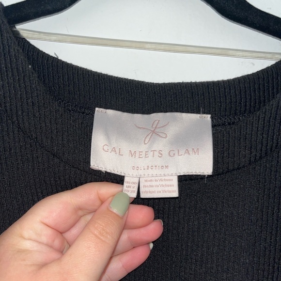 GAL MEETS GLAM Jody Black Ribbed Belted Knee Length Dress Size 00 - Picture 2 of 10